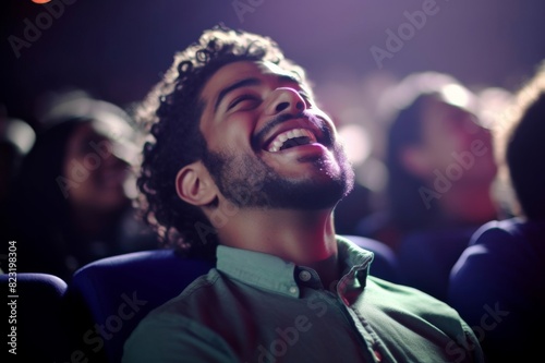 cheerful man enjoying in theater