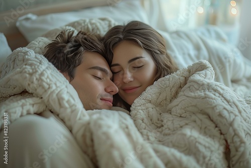 Couple under blanket in bed