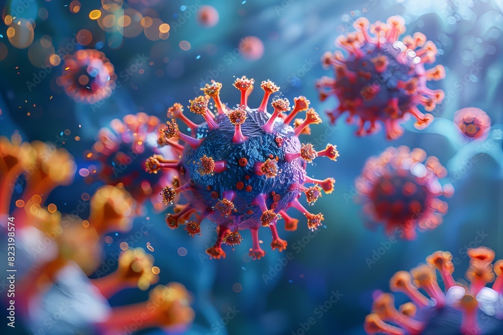 Naklejka premium Close up of small orange and purple coronas