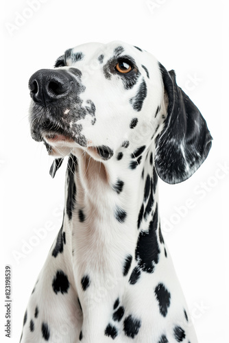 Beautiful Dalmatian Dog Portrait  Studio Shot on White Background