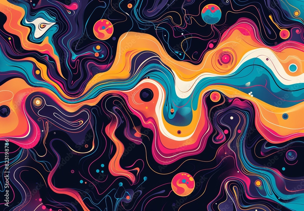 Abstract psychedelic pattern with swirling colors and intricate patterns, evoking the spirit of digital art. Abstract psychedelic pattern with swirling colors and intricate patterns, evoking the spirit of digital art.