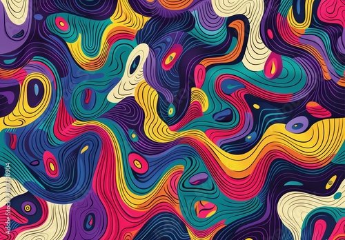 Abstract psychedelic pattern with swirling colors and intricate patterns  evoking the spirit of digital art.