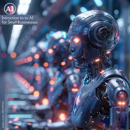 Robot working at computer. Futuristic worker. Humanoid call center. Support job and technologies. Futuristic robot with artificial intelligence or AI. High quality AI generated image