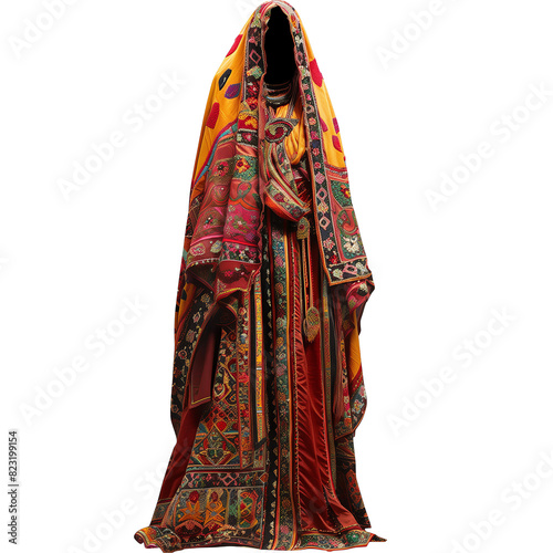 Statue of a Woman in a Colorful Dress, Isolated on a Transparent Background, Graphic Resource