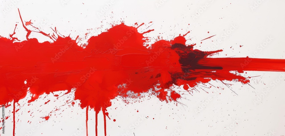 Vivid Red Paint Splash on a Pristine White Surface Vivid Red Paint Splash on a Pristine White Surface