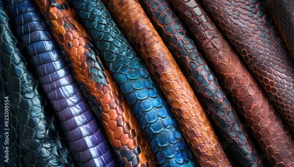 Colorful Snake Skin Textures Close-Up Colorful Snake Skin Textures Close-Up