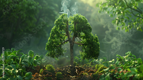 Trees are like the lungs of our planet. They clean the air we breathe. Planting trees can help reduce air pollution and protect our health. photo