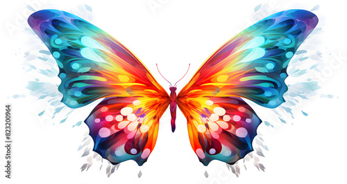 Butterfly in electric dreamscape style pop inspo isolated on white background,Vibrant Dreams: Butterfly in Electric Pop-Inspired Isolation on White