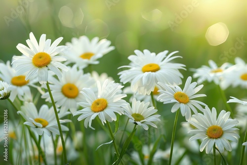 White flowers yellow centers field