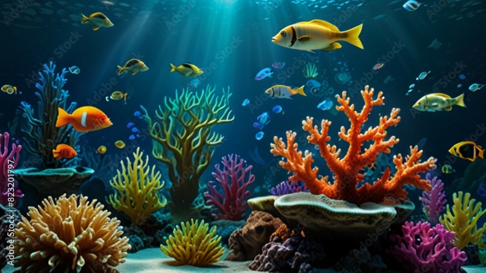 Fototapeta premium A Crystal clear water aquatic life