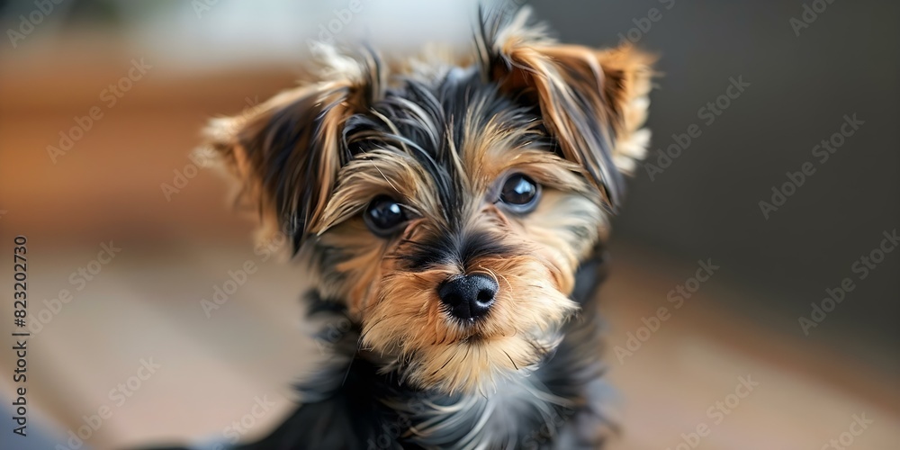 A young adorable Yorkshire Terrier with black and brown fur. Concept Pet Photography, Yorkshire Terrier, Black and Brown Fur, Adorable Poses, Cute Dog Portrait A young adorable Yorkshire Terrier with black and brown fur. Concept Pet Photography, Yorkshire Terrier, Black and Brown Fur, Adorable Poses, Cute Dog Portrait