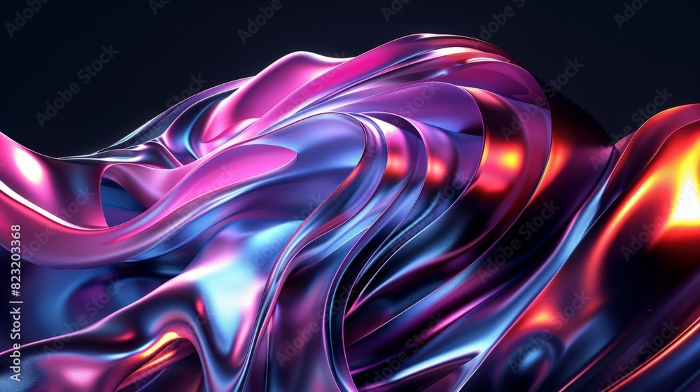 Vibrant Abstract Flowing Silk Fabric Waves in Vivid Blue and Pink Colors