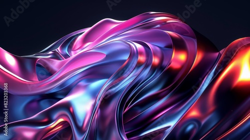 Vibrant Abstract Flowing Silk Fabric Waves in Vivid Blue and Pink Colors