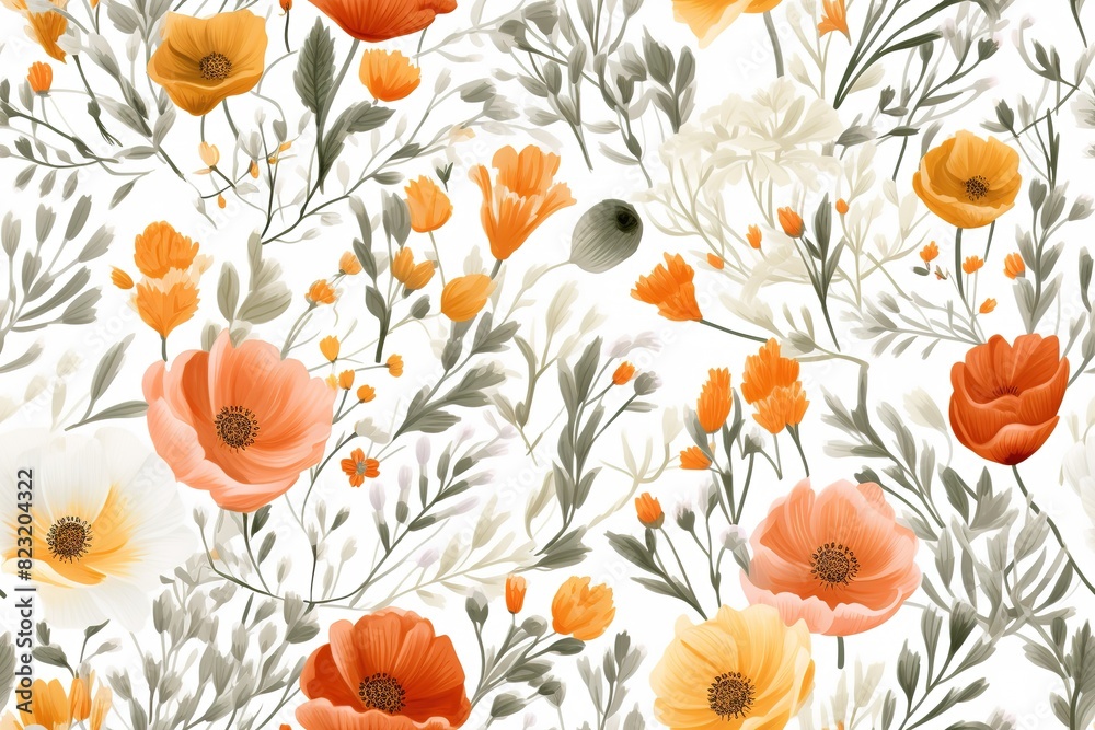 Abstract elegance seamless pattern with floral background