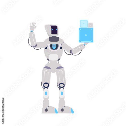 Artificial Intelligence Robot holding boxs illustration