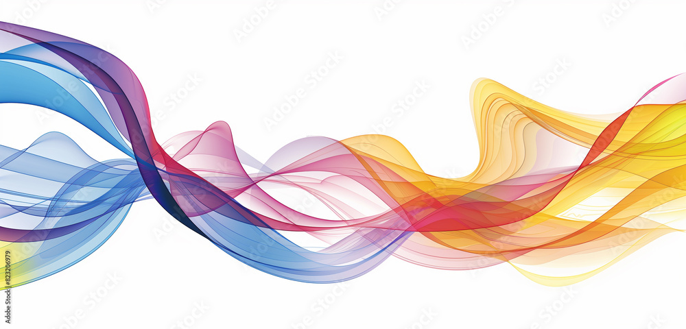 Fototapeta premium A dynamic display of colorful smoke billowing and intertwining against a crisp white backdrop, creating an ethereal and mesmerizing effect