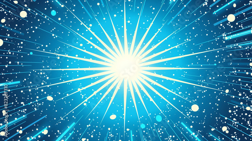 A vibrant blue background with a captivating star burst radiating brilliantly in the center, illuminating the entire scene with its mesmerizing energy