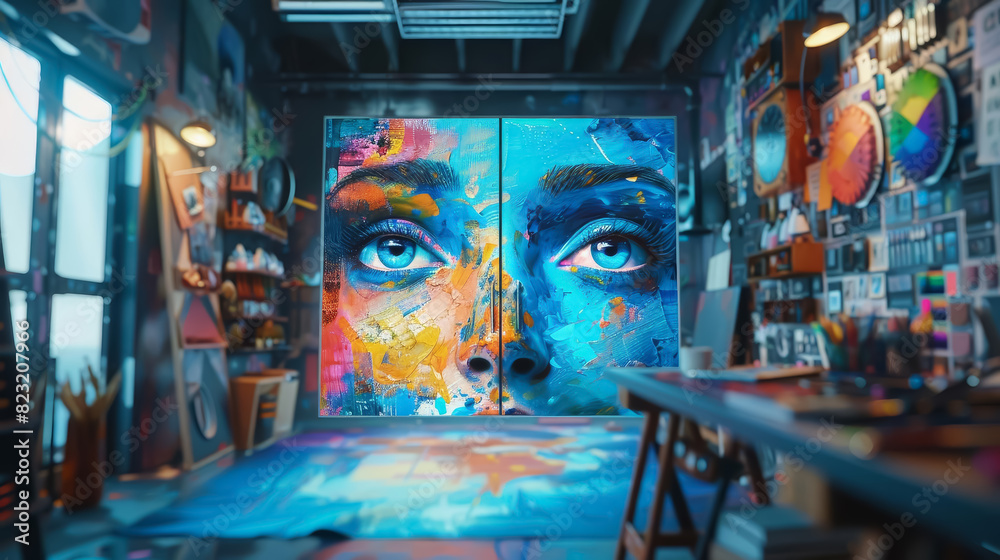 Obraz premium The messy art studio of a talented street artist.