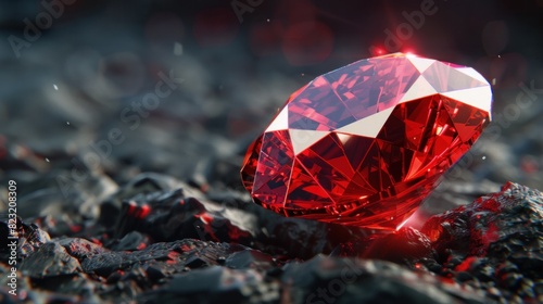 A bright red ruby gemstone photo