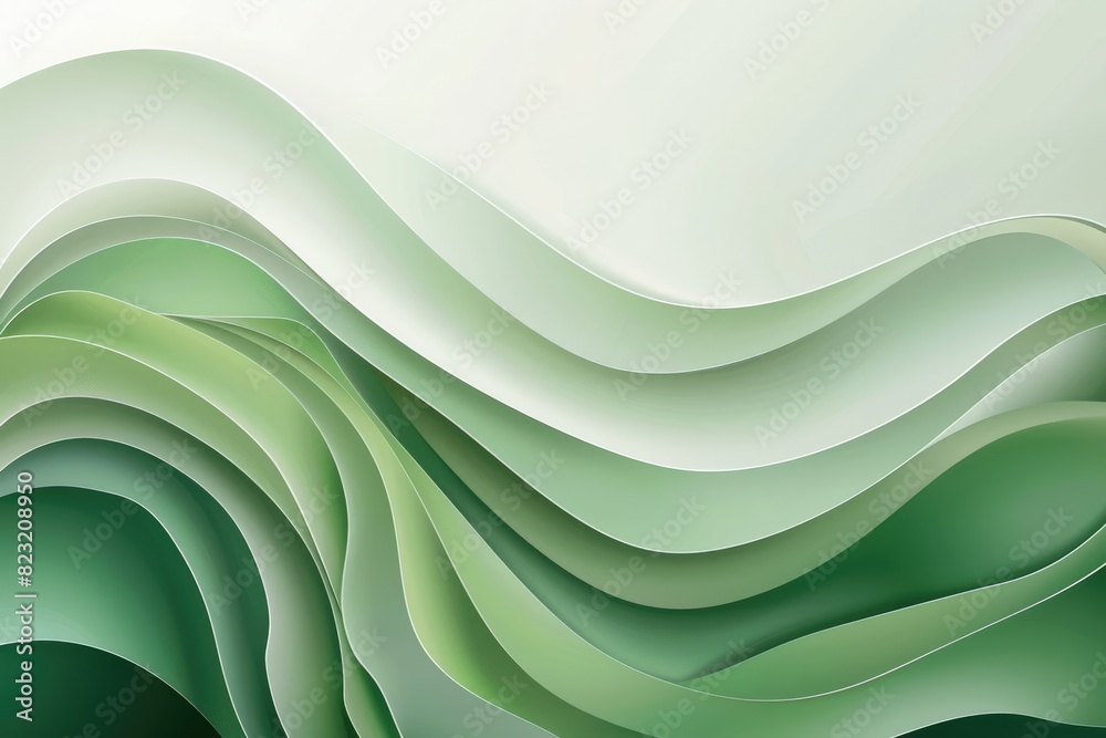 Fototapeta premium Green paper with twisted waves
