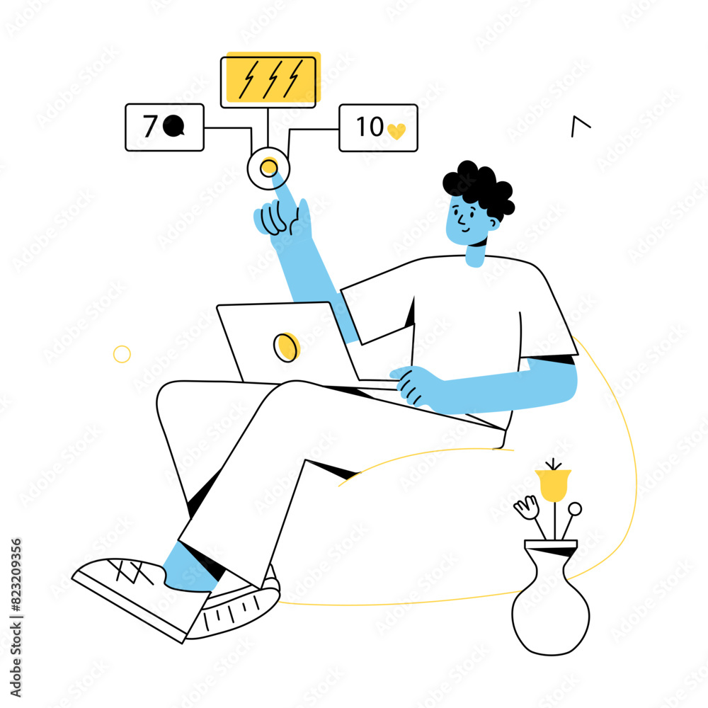 Check out media influencer outline mini illustration Check out media influencer outline mini illustration