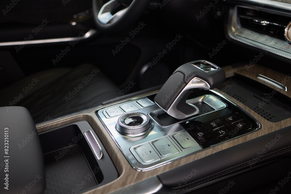 Macro shot of a car gear lever an essential auto part