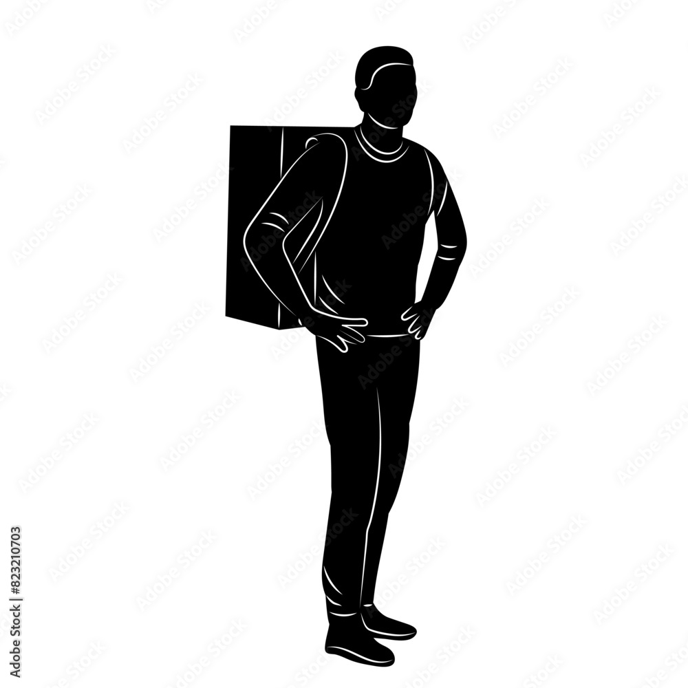 male courier silhouette on white background vector