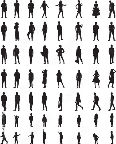 people set silhouette on white background vector