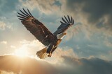 Majestic eagle soaring high with outstretched wings