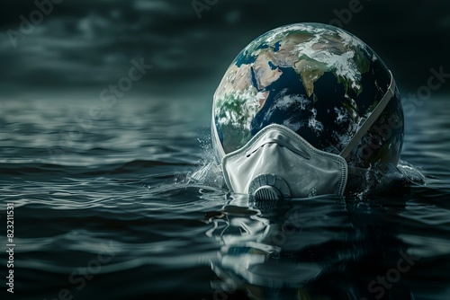 Globe with floating mask in water