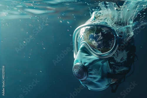 Man wearing diving mask and snorkel photo