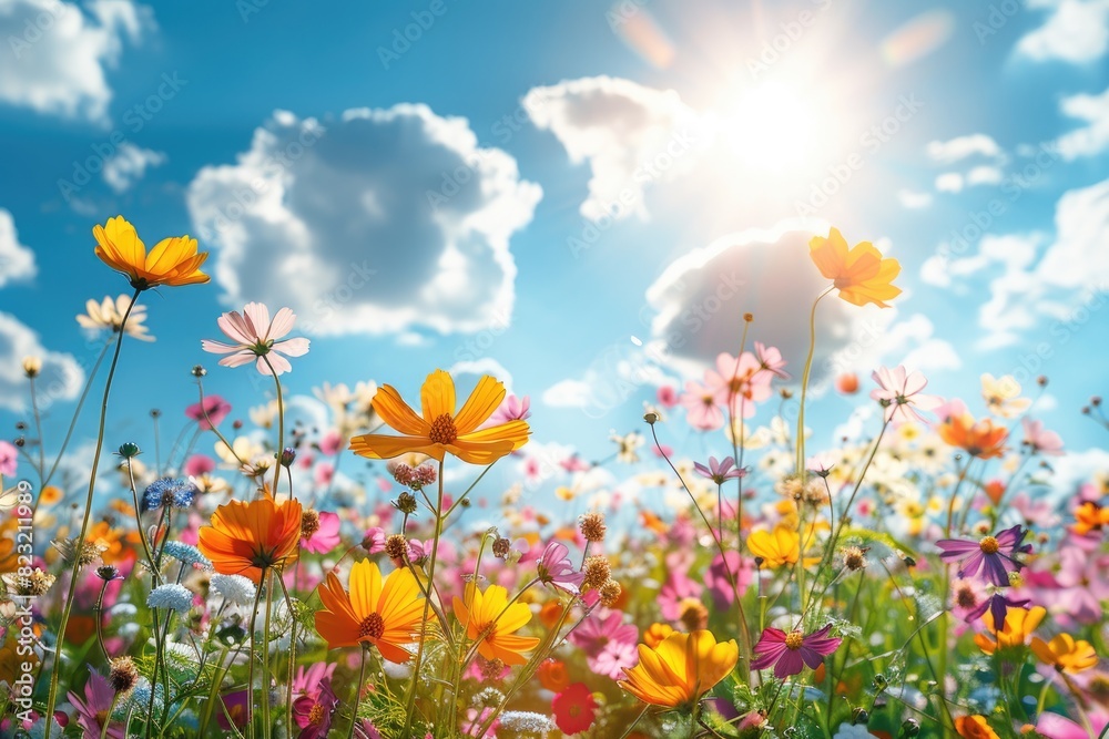 The blue sky and flowers The blue sky and flowers