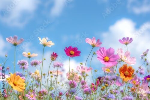 The blue sky and flowers