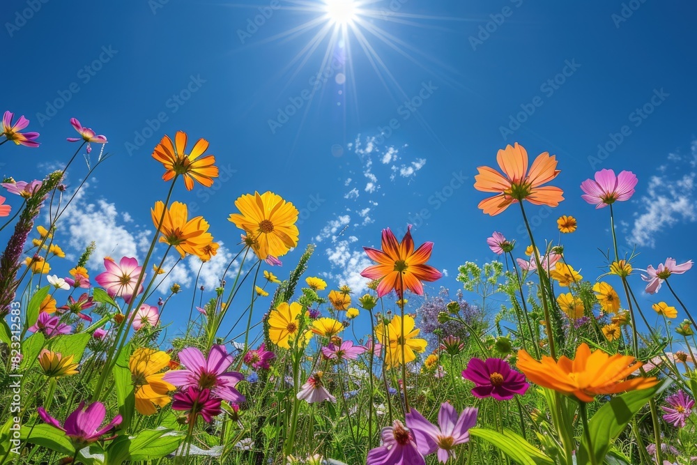 The blue sky and flowers The blue sky and flowers