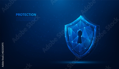 safety shield digital technology. data network protection on blue background.  Security and safe concept. vector illustration fantastic hi-tech design.