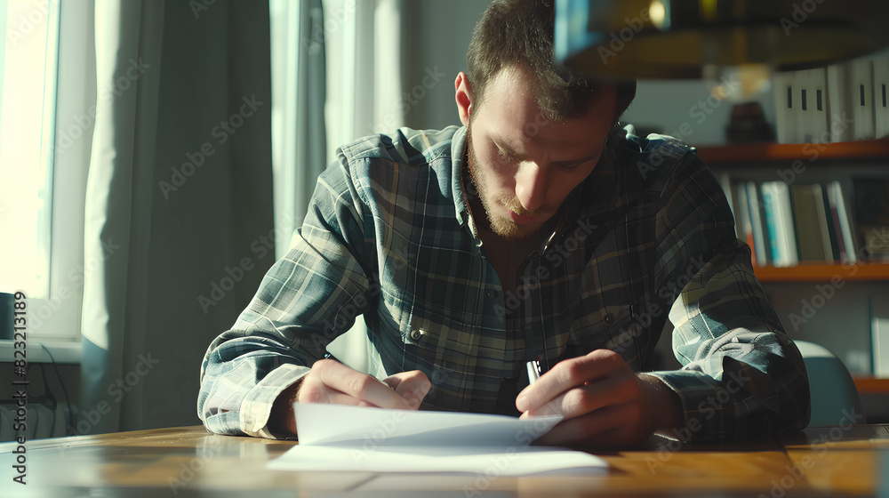 Obraz premium A man signing a real estate contract