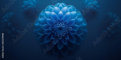 Schöne einzelne Blume in blau auf blauen Hintergrund in Nahaufnahme als Druckvorlage und Poster