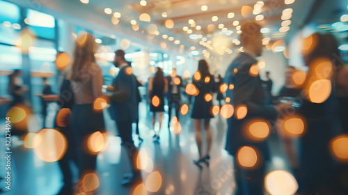 Blurred shot of business people at party in office center