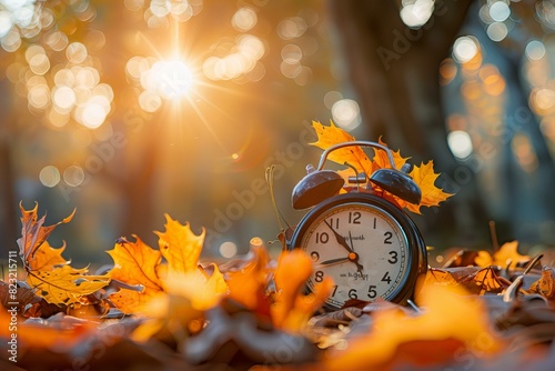 Clock surrounded by leaves