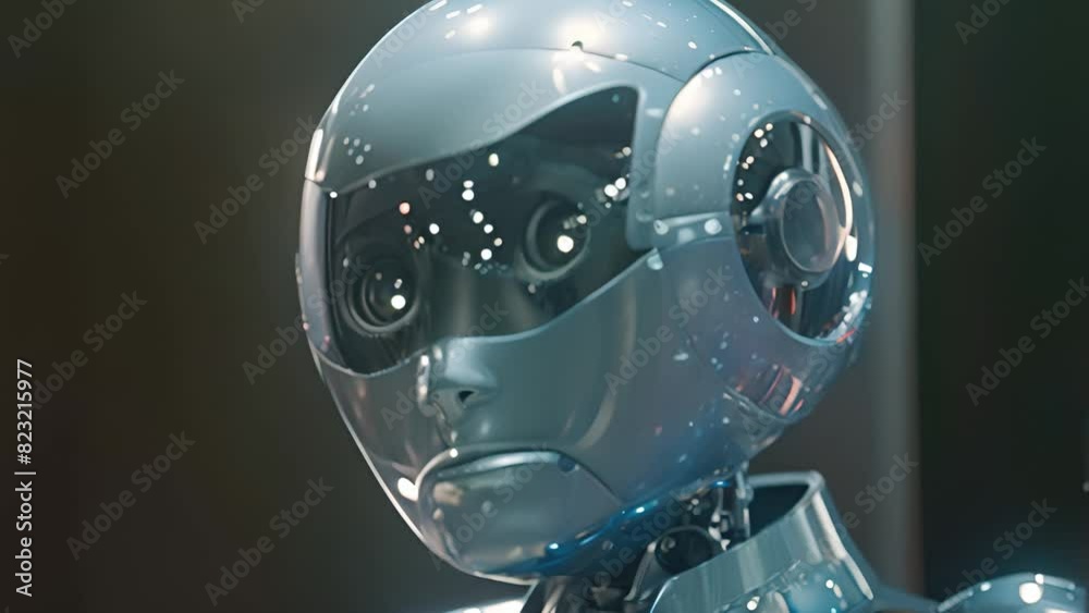 A blue robot standing on a black background, showcasing its futuristic design and technological features. A blue robot standing on a black background, showcasing its futuristic design and technological features.