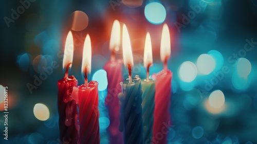 Close Up of Birthday Cake With Lit Candles