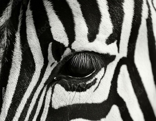 black and white photo of zebra stripes  extreme close up  high contrast  in the style of national geographic photography
