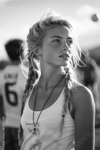 A young female soccer player