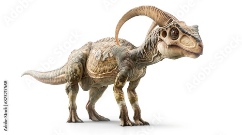 Parasaurolophus, dinosaur from Late Cretaceous, isolated on white background. Generative Ai © We3 Animal