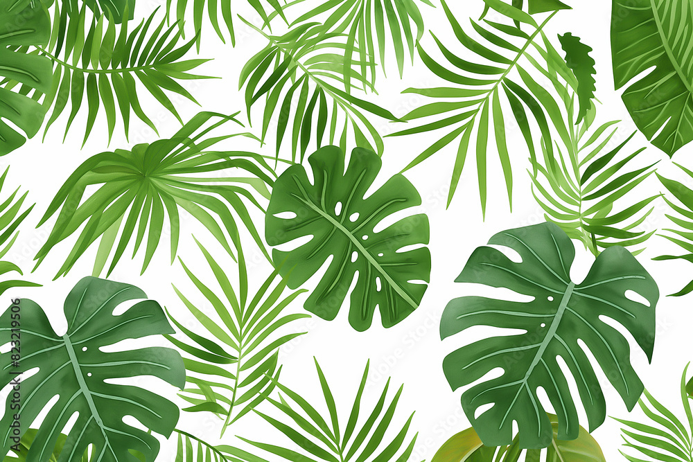 Repeating pattern with fresh green leaves, Repeating green leaf pattern for nature-inspired designs