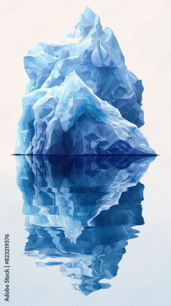 Fototapeta premium Stunning large iceberg reflecting in calm water, showcasing the beauty and majesty of nature's frozen wonders.