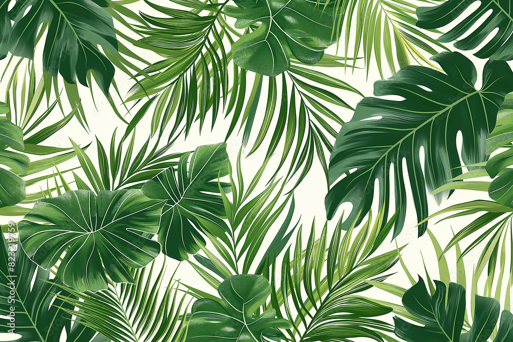 Repeating pattern with fresh green leaves, Repeating green leaf pattern for nature-inspired designs