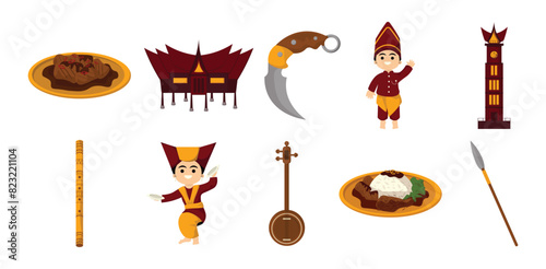 West Sumatra Culture Vector Set