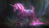 pink unicorn, fairy tale creature . Generative Ai