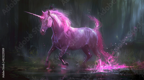 pink unicorn  fairy tale creature . Generative Ai